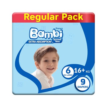 Bambi Baby Diapers Size XXL Double Extra Large Pack of 6 Pieces
