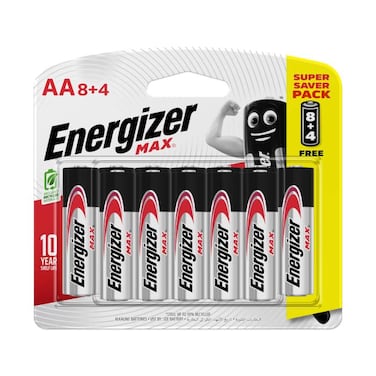 Energizer Max Alkaline Battery Aa 12 Pieces Pack