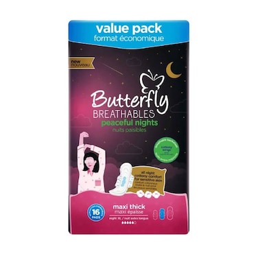 Butterfly Maxi Thick Nights Dry Pads Pack Of 16