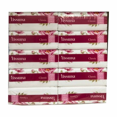 Tissuna Classic Soft Pack Tissues 200 Sheets 2 Ply