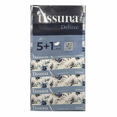 Tissuna Deluxe Facial Tissues Box 150 Sheets 2 Ply