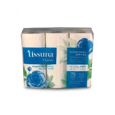 Tissuna Classic Kitchen Towels 75 Sheets 3 Ply