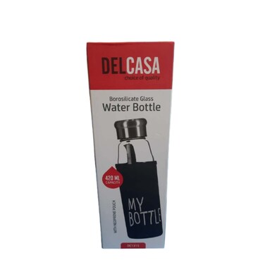 Delcasa Glass Water Bottle 420ml with Pad