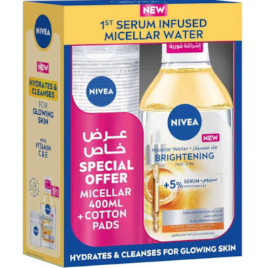 Nivea Micellar Water Cleanser Bottle Size 400 Ml With Cotton Pads