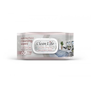 Clean Life Multi Surface Cleaning Wipes 60 Sheets