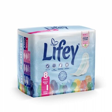Lifey Night Thick Sanitary Pads Pack Of 8