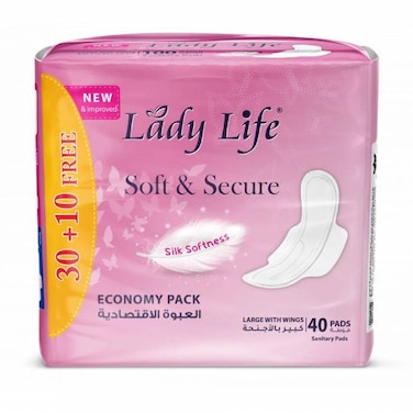 Lady Life Soft And Secure Sanitary Pads Pack Of 2 (20 Pads Each)
