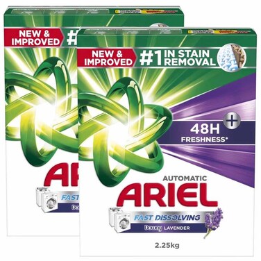 Ariel Laundry Powder Detergent Lavender Fresh 2.25 Kilograms Pack Of 2