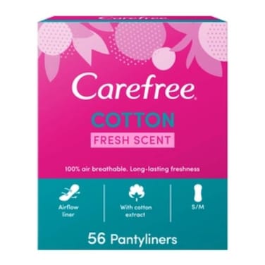 Carefree Cotton Fresh Pantyliners 56 Sheets Plus 34 Sheets