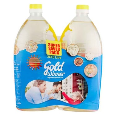 Gold Winner Pure Sunflower Cooking Oil 1.5 Liter 2 Pieces