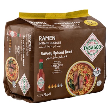 Tabasco Instant Noodles Savory Spicy Beef Flavor 75 Gram 5 Pieces