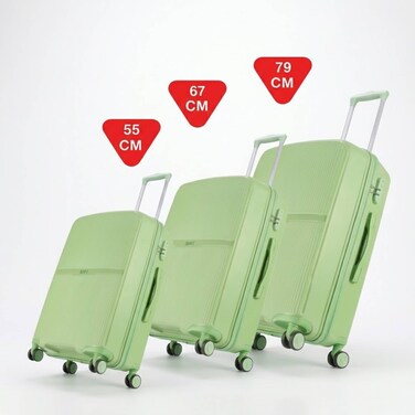 Vip Glider Plus 55 Cm + 67 Cm + 79 Cm 8 Watt Hard Case Trolley Green