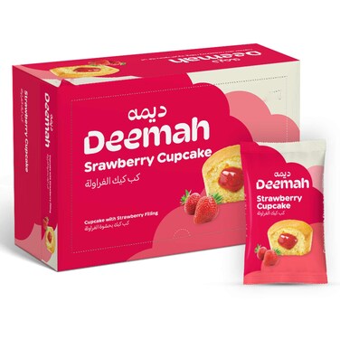 Deemah Cupcakes With Strawberry Cream 27 Gram 12 Pieces