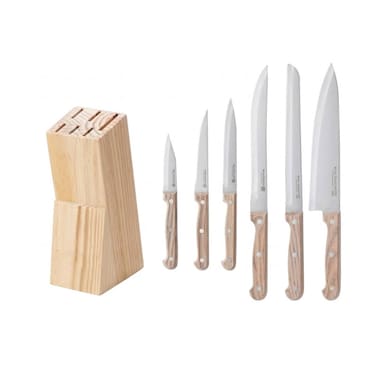 Kitchen Knife Set Wooden Stand 7 Pieces