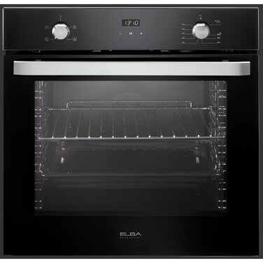 ELBA Built-in Gas Oven, 60 cm, 65 Liter, Gas Grill, with Fan, Black Glass, EL10XLBFG