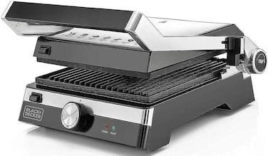 Black &amp; Decker CG2000-B5 Electric Grill, 2000W, Silver, International Warranty