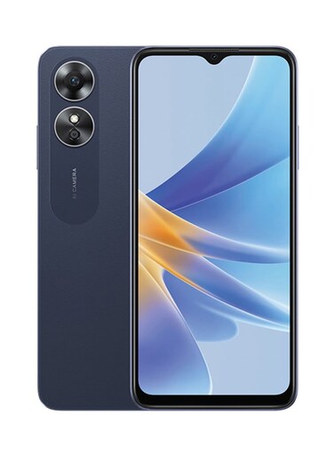 اوبو A17 ثنائي الشريحة بلون أسود منتصف الليل وذاكرة رام سعة 4 جيجابايت وذاكرة تخزين داخلية 64 جيجابايت ويدعم تقنية الجيل الرابع ال تي اي - إصدار عالمي