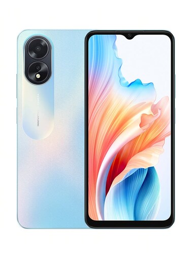 أوبو A18 ثنائي الشريحة، باللون الأزرق المتوهج، ذاكرة رام سعة 4 جيجابايت، ذاكرة رام سعة 64 جيجابايت، ويدعم تقنية الجيل الرابع - إصدار الشرق الأوسط