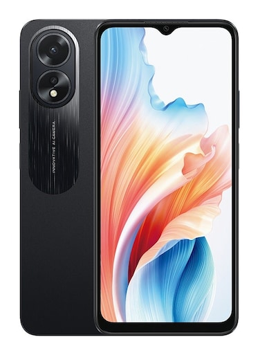 أوبو A38 ثنائي الشريحة باللون الأسود المتوهج، ذاكرة رام سعة 6 جيجابايت، ذاكرة تخزين داخلية 128 جيجابايت ويدعم تقنية الجيل الرابع