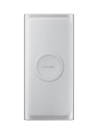 باور بانك سامسونج 10000 مللي أمبير بطارية لاسلكية، لون فضي