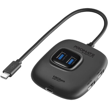 Promate SnapHub-4 5-in-1 10Gbps Ultra-Fast USB3.2 100W PD Hub -Black