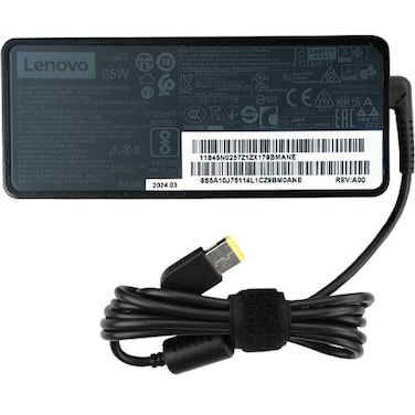 محول شاحن لينوفو 20 فولت 3.25 أمبير 65 واط برأس مربع أصفر يو اس بي