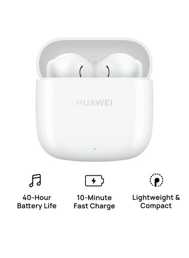 هواوي سماعات أذن فري بدز SE 2، بلوتوث لاسلكية 5.3، عمر بطارية يصل إلى 40 ساعة، تشغيل الموسيقى لمدة 3 ساعات بعد شحن لمدة 10 دقائق، مدمجة ومريحة، مقاومة للغبار والرذاذ بمعيار IP54، سيراميكي