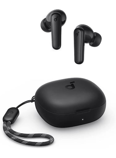 ساوند كور سماعات أذن R50i True اللاسلكية مقاس 10 مم مع صوت جهير كبير، وبلوتوث 5.3، ووقت تشغيل 30 ساعة، ومقاومة للماء IPX5، ومكالمات واضحة بتقنية الذكاء الاصطناعي مع 2 ميكروفون، أسود