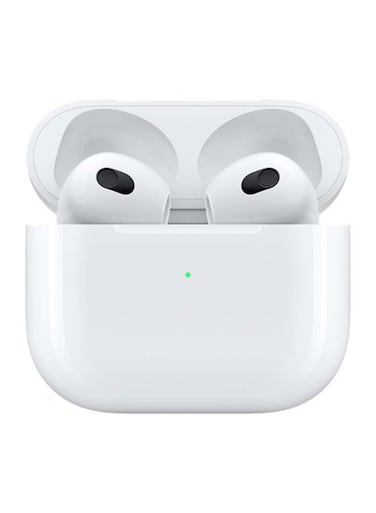 ابل ايربودز (الجيل الثالث) سماعات أذن لاسلكية مع علبة شحن ماج سيف، ابيض