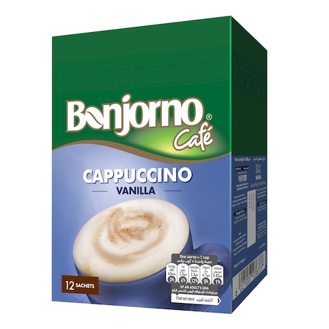 Bonjorno Cappuccino Vanilla - 14 gram - 12 Sachets