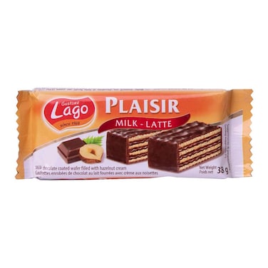 Lago Plaisir Wafer With Chocolate &amp; Hazelnut Cream - 38 gm