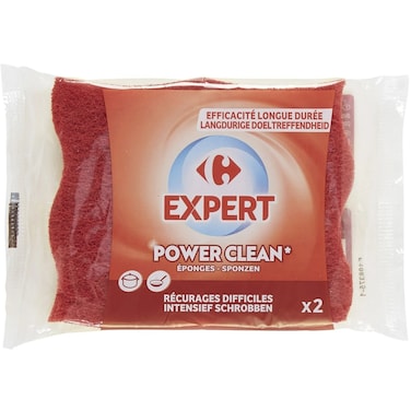 Carrefour Expert Power Clean Long-Lasting Scouring Sponges - Pack of 2