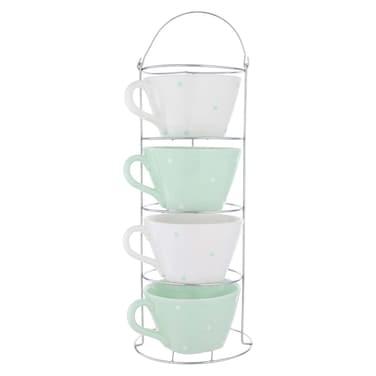 Reham Soup Mug Set with Stand - 5 Pieces