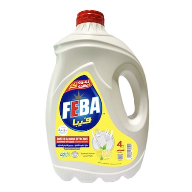 Feba Dishwashing Liquid - Lemon Scent - 4 Liters