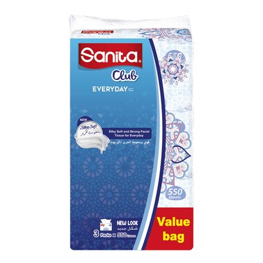 Sanita Facial Tissues - 550 Tissues - 3 Pieces