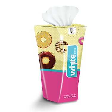 White Car Cup Tissue Box - 200 Tissues