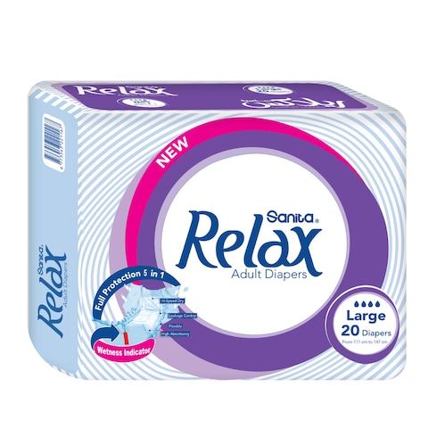 Relax Adult Diapers, Large - 20 Diaper