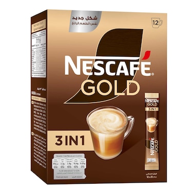 نسكافيه جولد 3 في 1 - قهوة فورية - عبوة 21 جرام - 12 كيس
