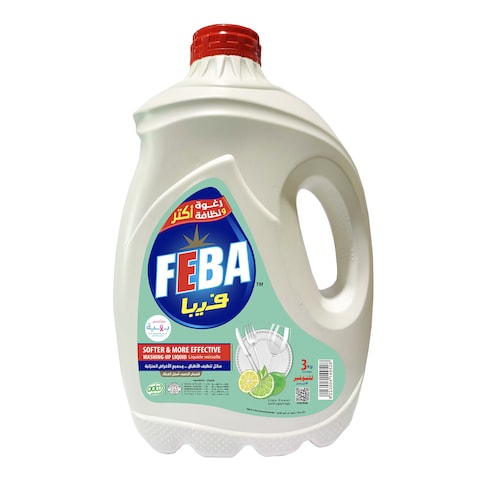 Feba Dishwashing Liquid - Green Lemon Scent - 3 Liters