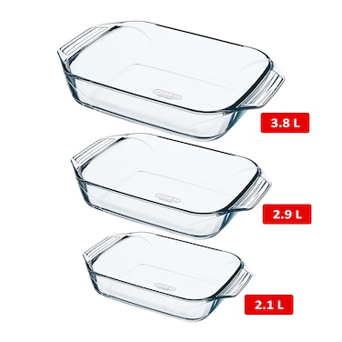 Pyrex Optimum Glass Rectangular Oven Dish - Set of 3