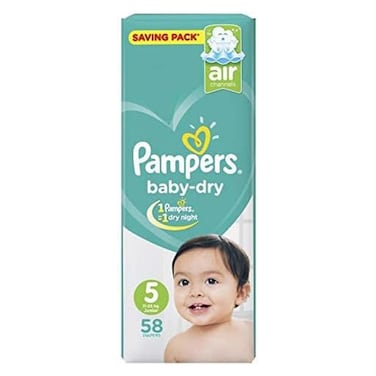 Pampers Baby-Dry Diapers - Size 5 - Junior - 11-25 Kg - 58 Diapers