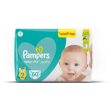 Pampers Baby-Dry Diapers - Size 2 - Mini - 3-8 Kg - 60 Diapers