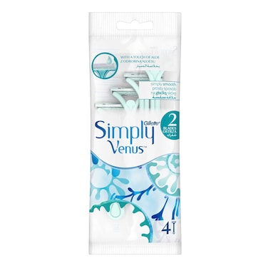Gillette Simply Venus 2 Disposable Razors for Women - 4 Razors