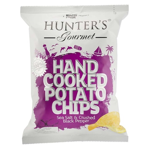 Hunter&#39;s Gourmet Hand Cooked Potato Chips Sea Salt and Black pepper - 125gm