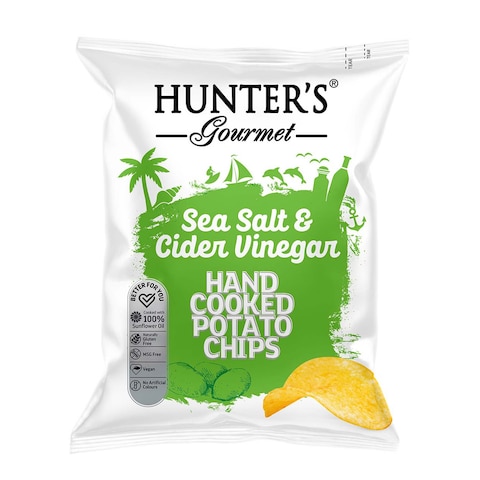 Hunter&#39;s Gourmet Hand Cooked Potato Chips Sea Salt And Cider Vinegar - 125gm