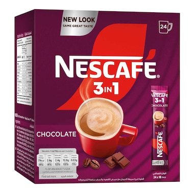 Nescafe 3 In 1 Chocolate Instant Coffee - 18 gram - 24 Sachet