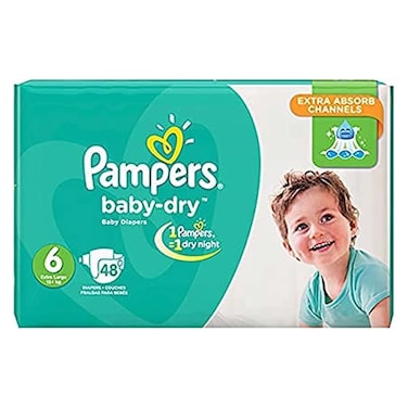 Pampers Baby-Dry Diapers - Size 6 - Extra Large - +15 Kg - 48 Diapers