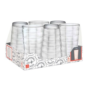Bormioli Cube Long Drink Glass Cups - 6 Pieces