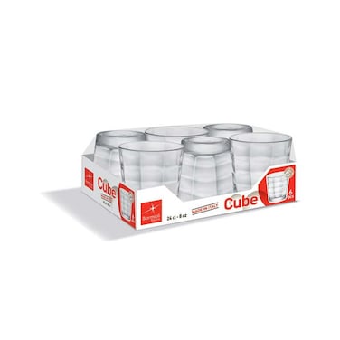 Bormioli Cube Water Glass Cups - 6 Pieces