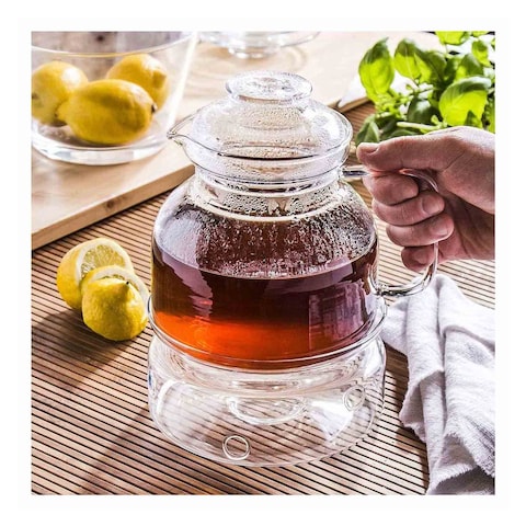 Termisil Glass Tea Pitcher with Candle Heater - 1.5 Liter - Clear